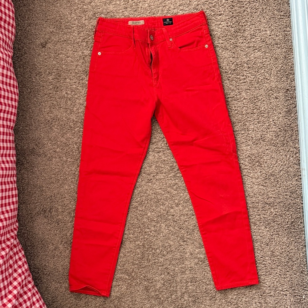 AG Adriano Goldschmied “the Farrah skinny crop” Red high rise Skinny crop Jeans